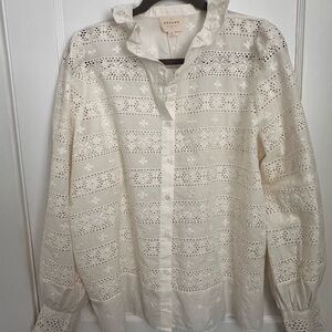 NWT Sezane Cassy White Eyelet Women's Top